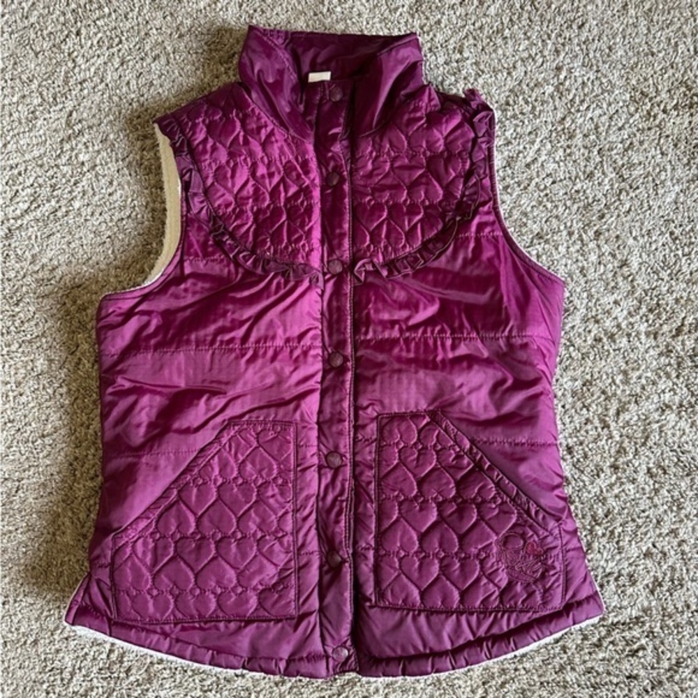 Roxy maroon quilted Sherpa lined vest medium uw